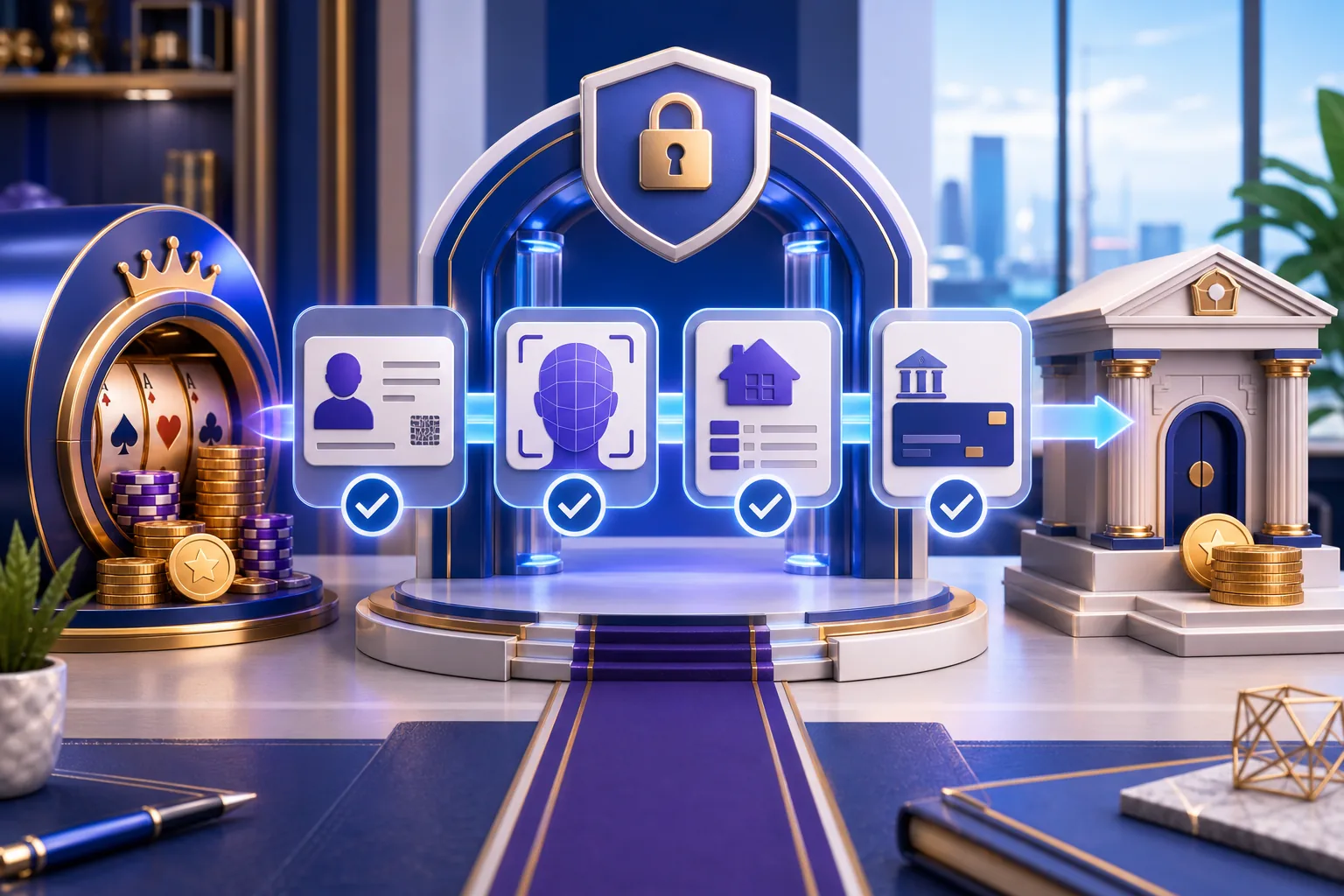 Identity, face, address and bank ownership checks forming a verified casino withdrawal route