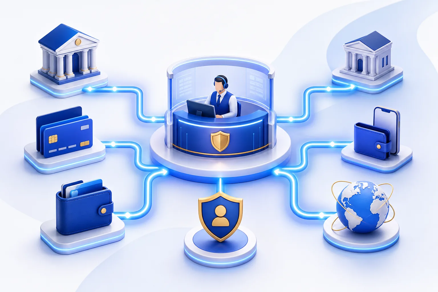 Casino payment decision centre connecting cards, wallets and banks through verification to a payout destination