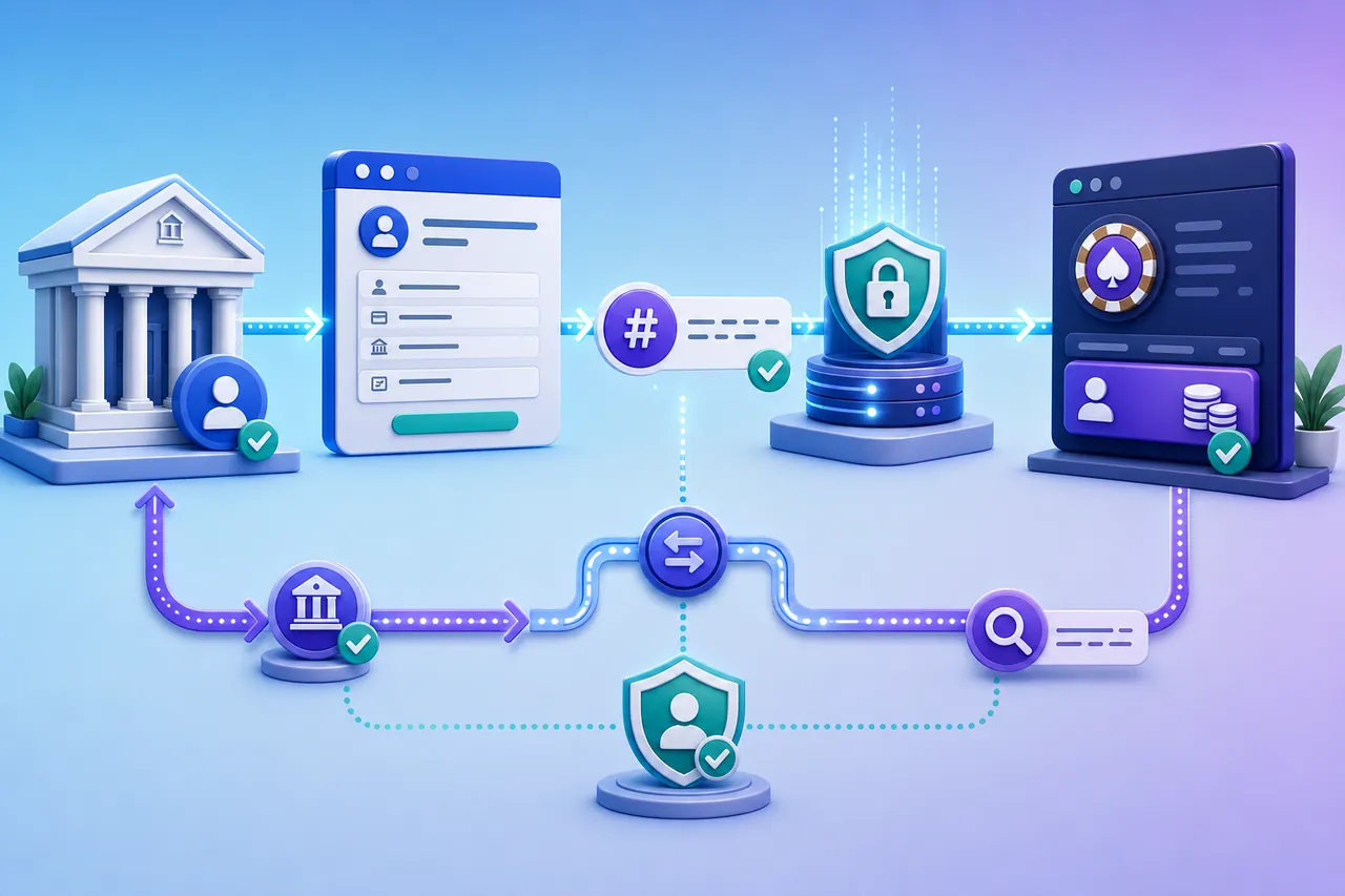 Verified bank account sending a casino transfer through beneficiary details, payment reference matching and a traceable withdrawal route