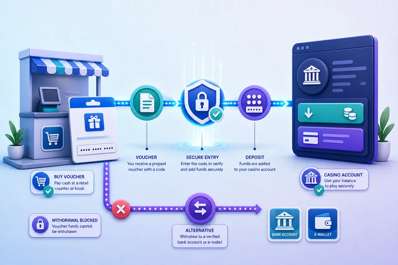 Neosurf prepaid voucher route from retail purchase and secure code entry to casino deposit with a separate withdrawal alternative